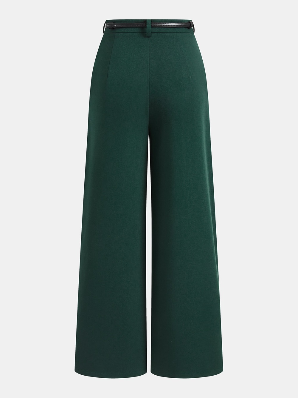 Commense Mid Waist Belted Pleated Wide Leg Pants in Green, Large, New with tag - Picture 2 of 4